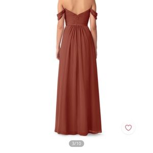 Terra-cotta Azazie bridesmaid dress